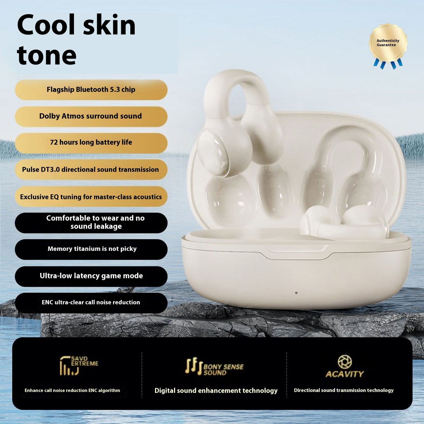 Wireless Ear-clip Bone Conduction Noise Reduction Non In-ear