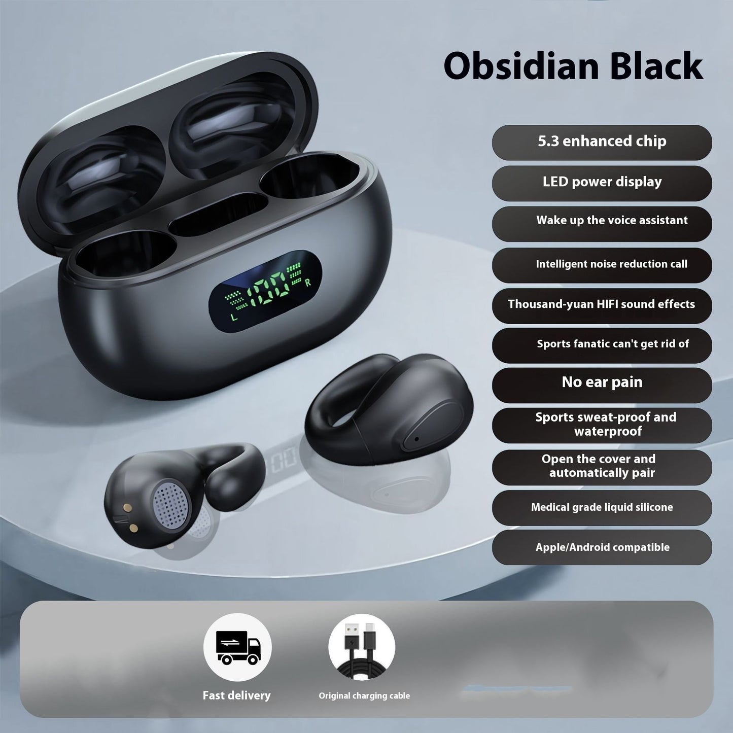 Wireless Ear-clip Bone Conduction Noise Reduction Non In-ear