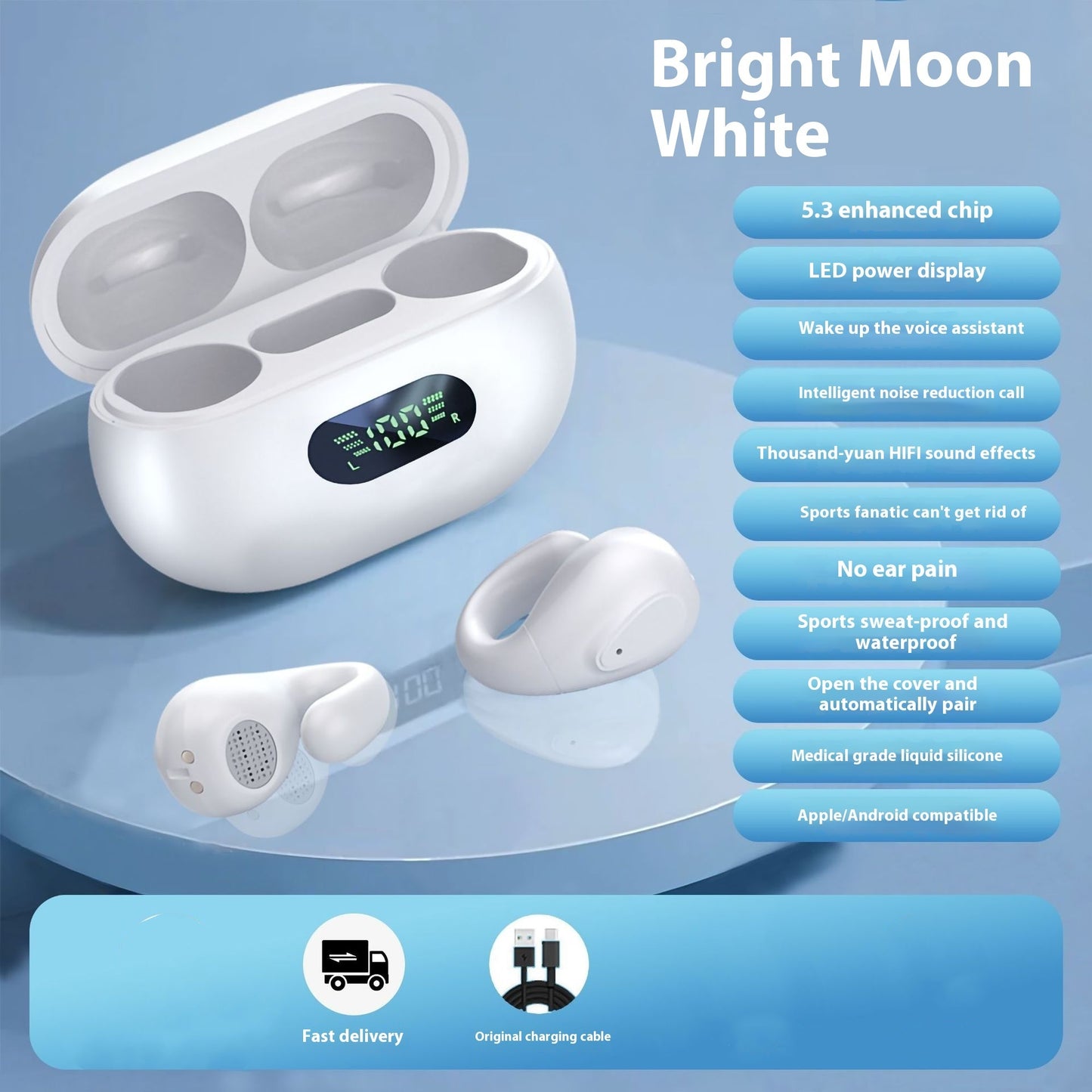 Wireless Ear-clip Bone Conduction Noise Reduction Non In-ear